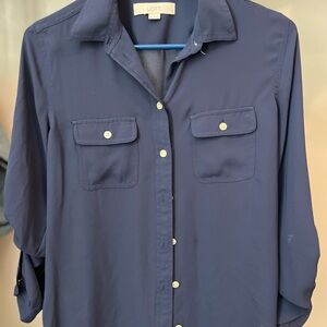 Loft Navy Button-Up Shirt